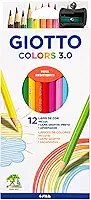 GIOTTO Colors 3.0 Lápis de Cor Estojo com 12 Cores + Lápis Grafite + Apontador