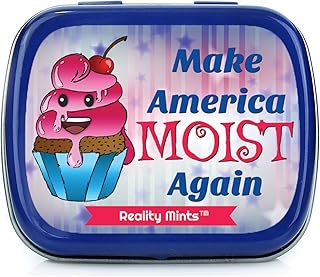 Make America Moist Again Mints Funny Adults Easter Ideas for Grownups Stocking Stuffers Naughty Gags for Friends Peppermint Breath Mints Day Just Because Weird Political Products MAGA