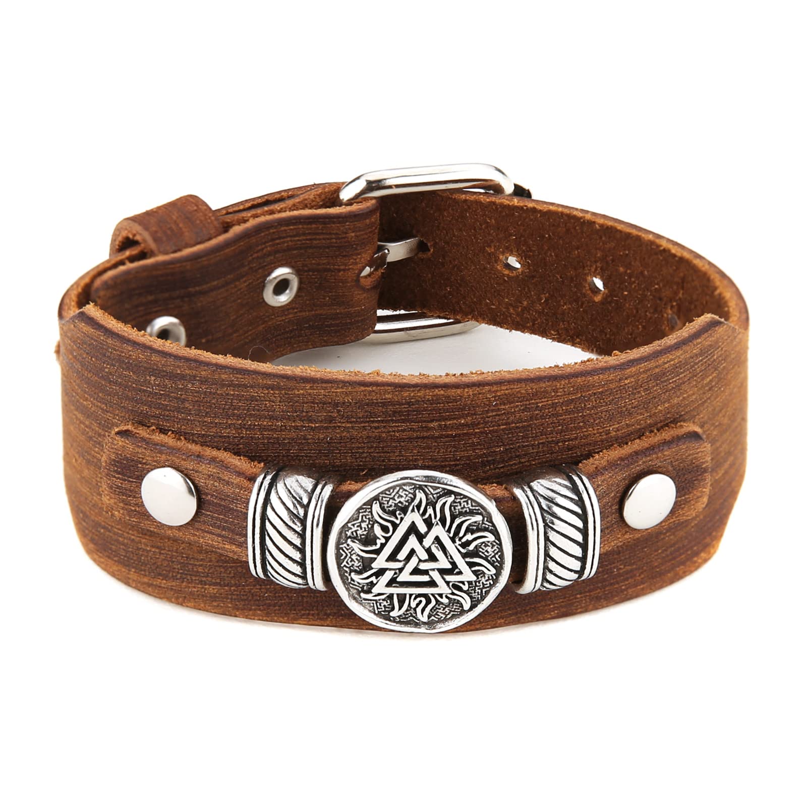 HZMAN Leather Braided Viking Bracelets for Men Biker Nordic Vintage Wrap Wirstband Talisman Bangle Jewelry Gift