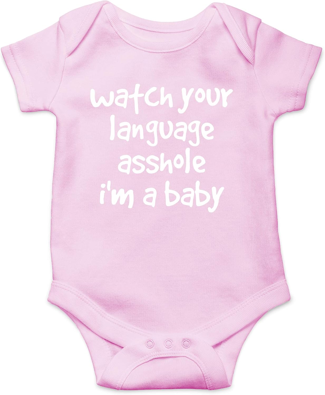 AW Fashions Watch Your Language Asshole I'm A Baby Baby Bodysuit Funny Adorable Infant Clothing Boy Outfit