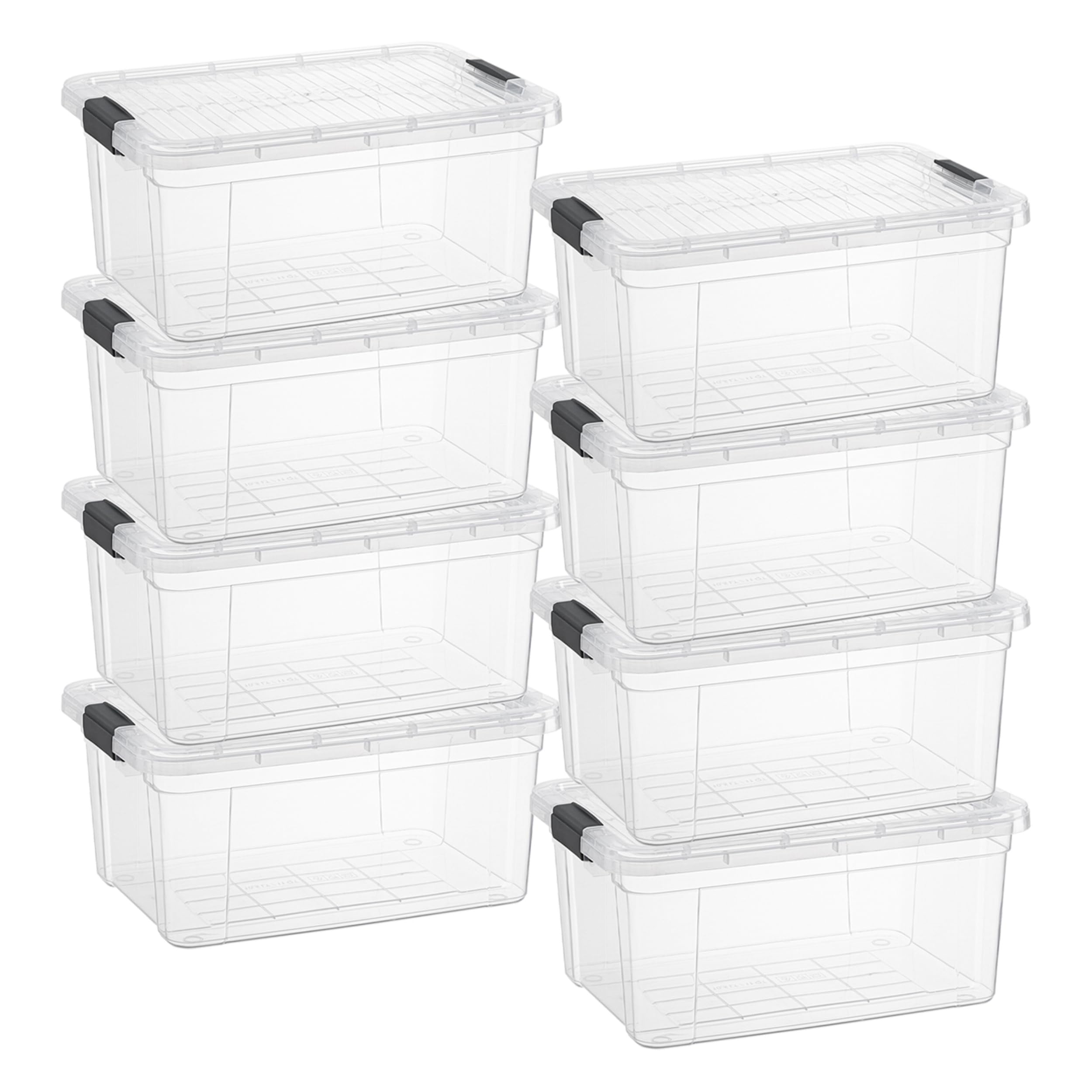Superio 11 Quart Clear Plastic Storage Boxes with Lids, Stackable Organizer Containers, BPA-Free Storage Bins for Home, Office, School &amp; Dorm, 8 Pack