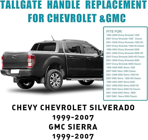 Miniatura 3 de Manija y bisel de puerta trasera para Chevy Silverado GMC Sierra 1500 1500HD 2500HD 2500 3500 1999-2007, 15997911 15228539 15228541 15228540 con