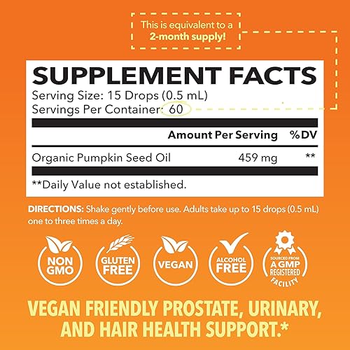 Miniatura 2 de Aceite de semilla de calabaza orgánico para la salud del cabello y las pestañas  El aceite de calabaza apoya la salud del cabello, el equilibrio