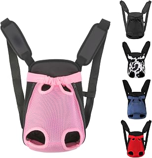 Inspack Dog Cat Backpack Carrier for Small Pets 2.5-4 lbs - Adjustable Legs-Out Front/Back Pack for Hiking Camping, Pink
