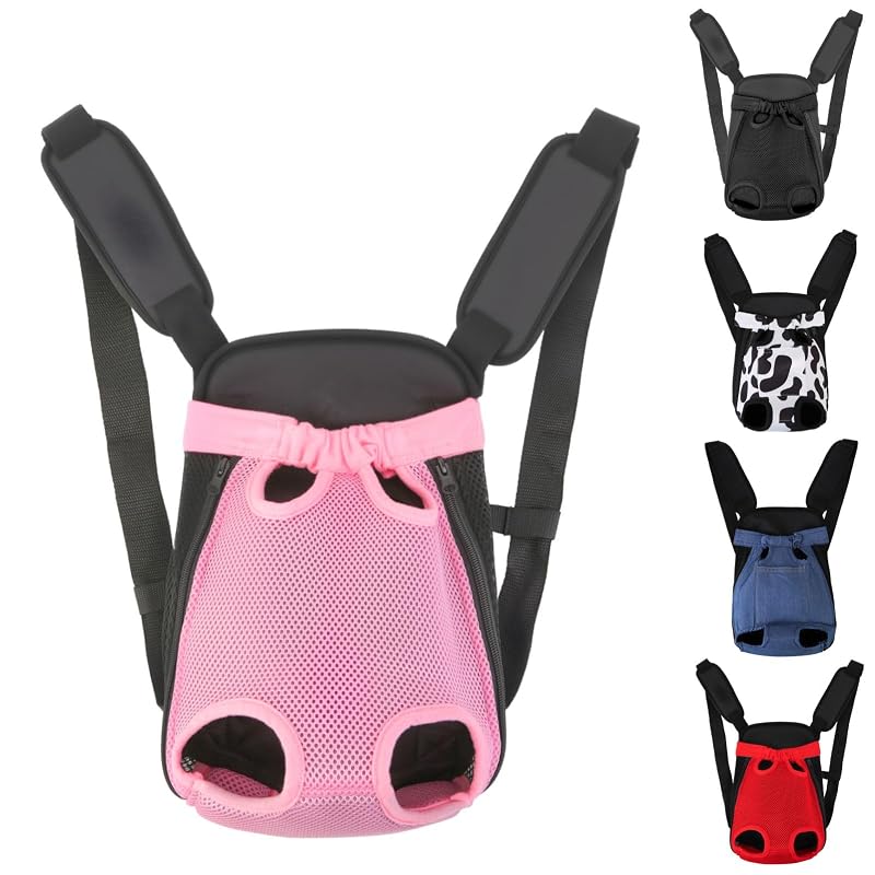 Mochila para Transporte de Cães Pequenos e Gatos Inspack Ajustável em Poliéster Rosa Pink S