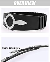 Vista 30 de TeeYee Cinturones de cuero elásticos renacentistas cintura elástica retro cinturón vintage moda medieval cinturón gancho cinturón Negro