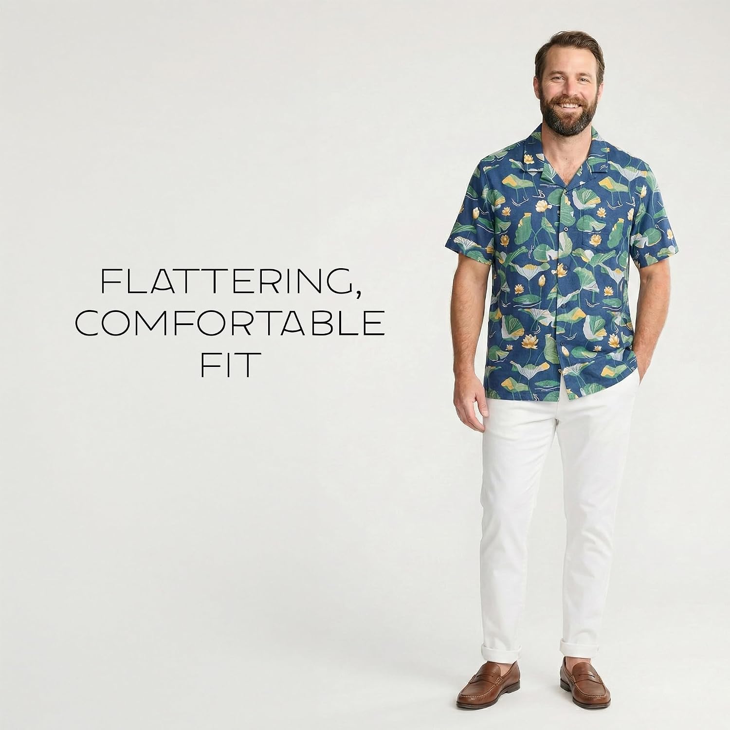 Pendleton Men's Aloha Linen Camp Shirt, Short Sleeve Button Up, Sport Collar, Untuck Fit, Washable