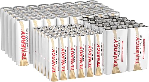 Tenergy Paquete de 84 pilas alcalinas, 40 pilas AA, paquete de 36 pilas AAA y 8 baterías de tamaño 9V para electrónica doméstica