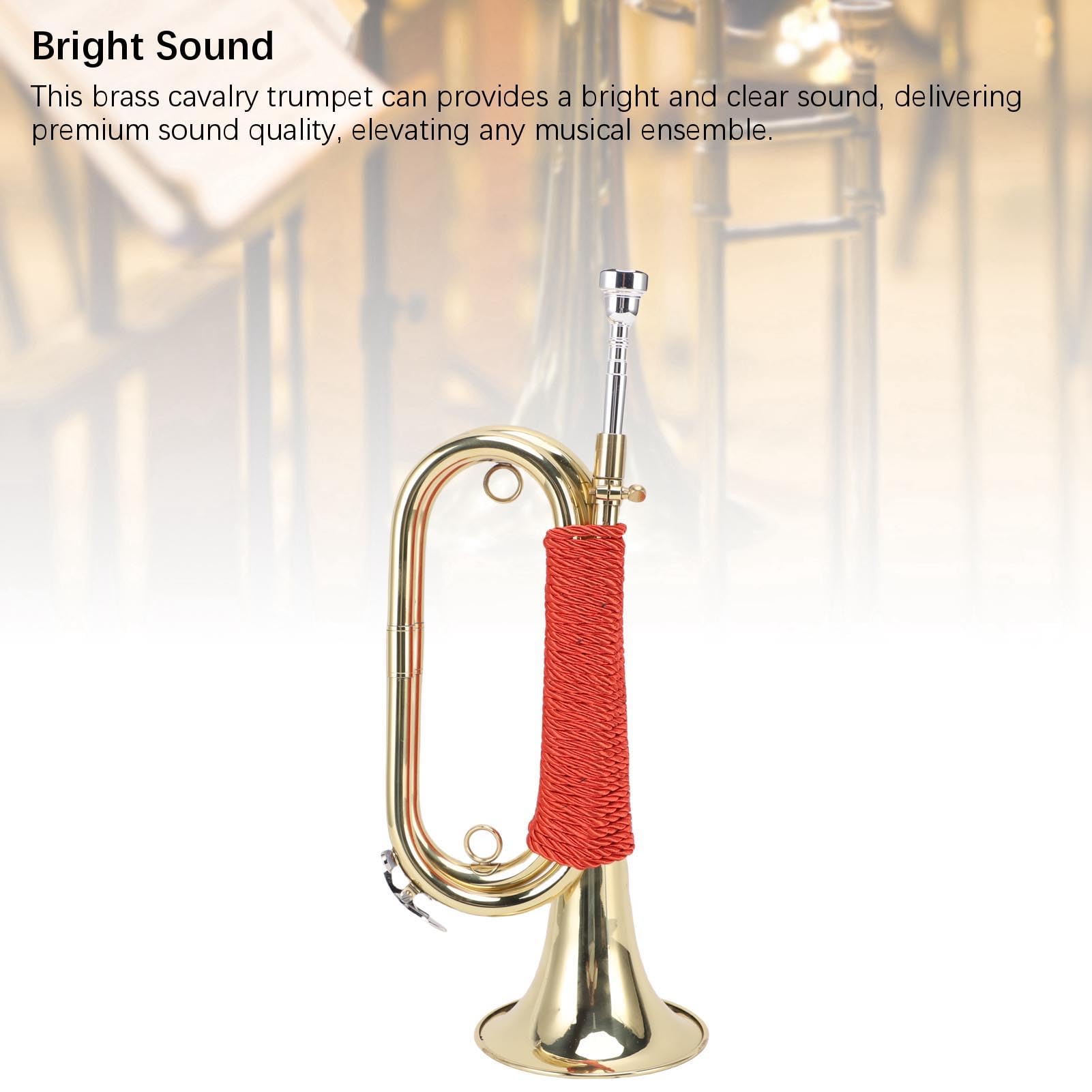 CHICIRIS Messing-Signalhorn, Vergoldet, Trompete mit Klarem Klang und Rot Geflochtenem Griff, Signalhorninstrument für die Ehrengarde der Sommercamp-Schulband