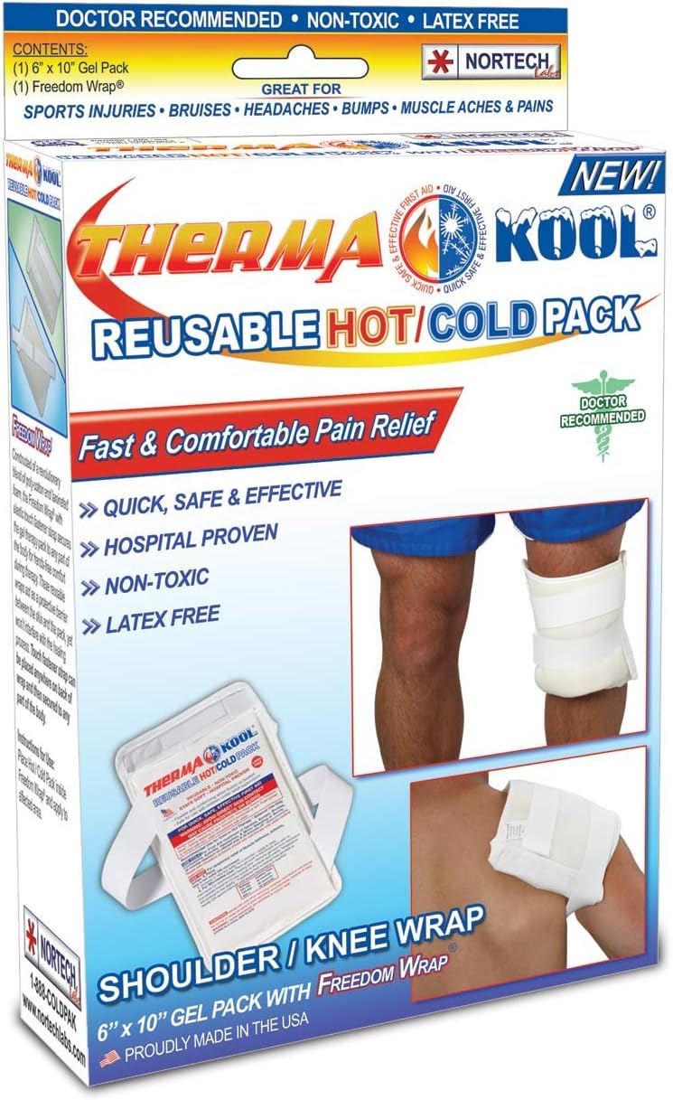 NORTECH LABORATORIES Therma-Kool Hot/Cold Shoulder/Knee Wraps, 6 Inchesx9 Inches
