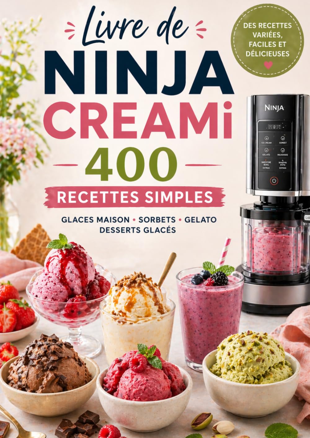 Livre de Ninja CREAMi 400 Recettes Simples POUR GLACES MAISON, SORBET, GELATO ET DESSERTS GLACÉS