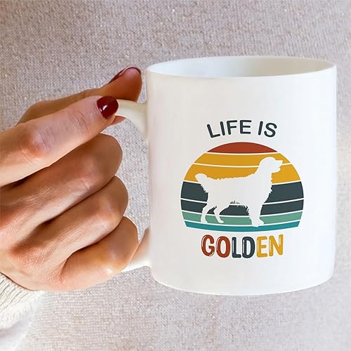 Miniatura 5 de Retreez Taza divertida  Lindo Golden Retriever Life is Golden Dog Lover Dog Lover Dog Mom Dad Tazas de café de cerámica de 11 onzas  Humor sarcasmo
