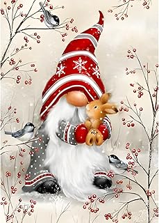 NAIMOER Gnomes Diamond Painting Kits for Adults, 5D Gnomes and Rabbit Diamond Painting Kits Christmas, DIY Full Drill Forest Diamond Art Christmas Diamond Dots for Home Decor 30x40cm