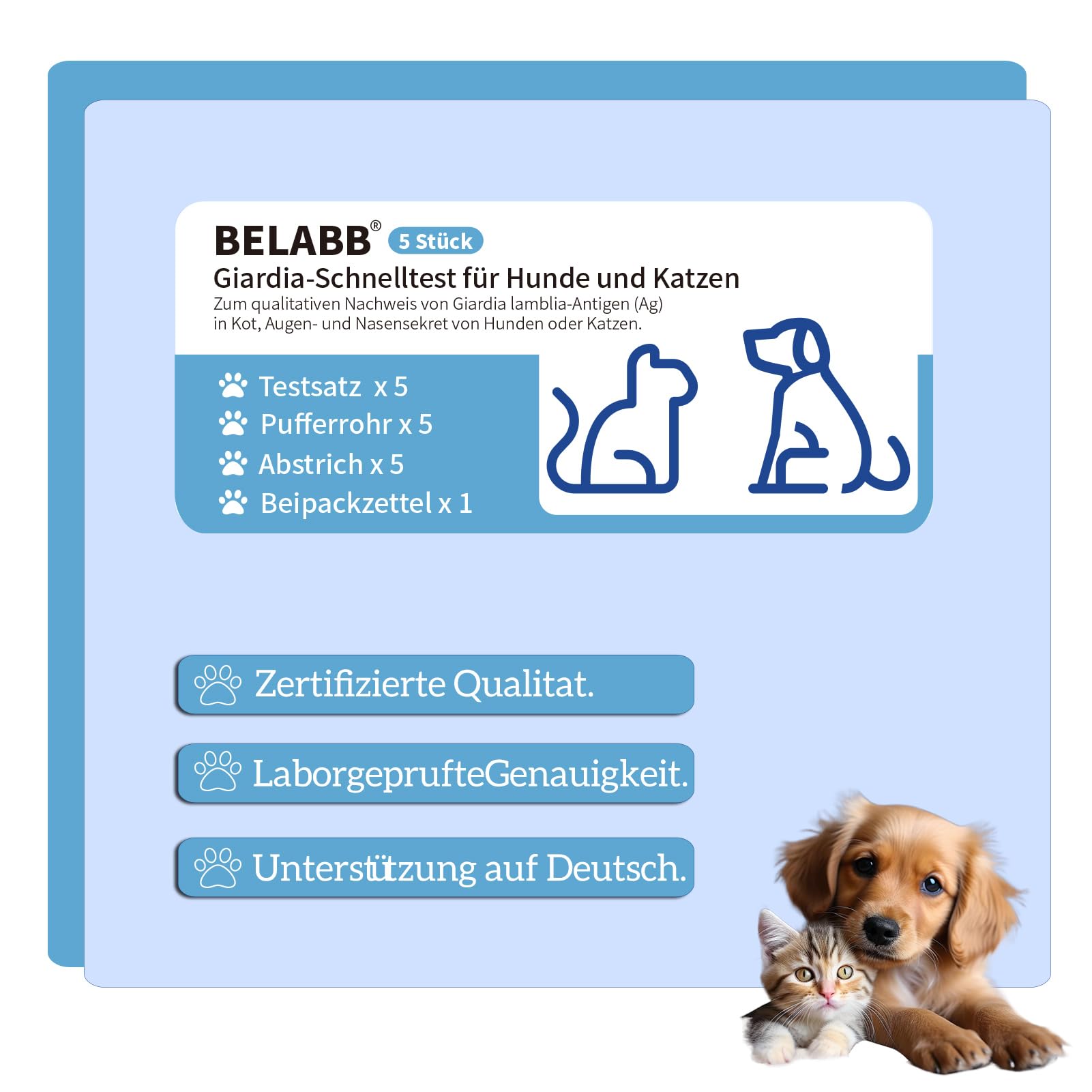 Giardien Test rapido per cani e gatti, 5 test per cani e gatti a Giardia