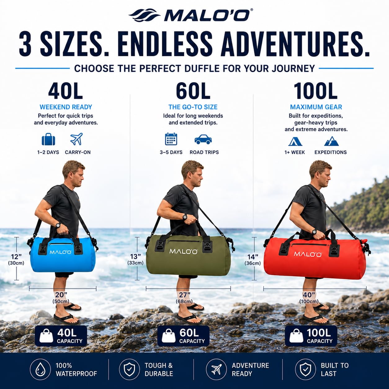Malo'o Drypack Dry Bag, Czarny, (100L) EU, Ogólne