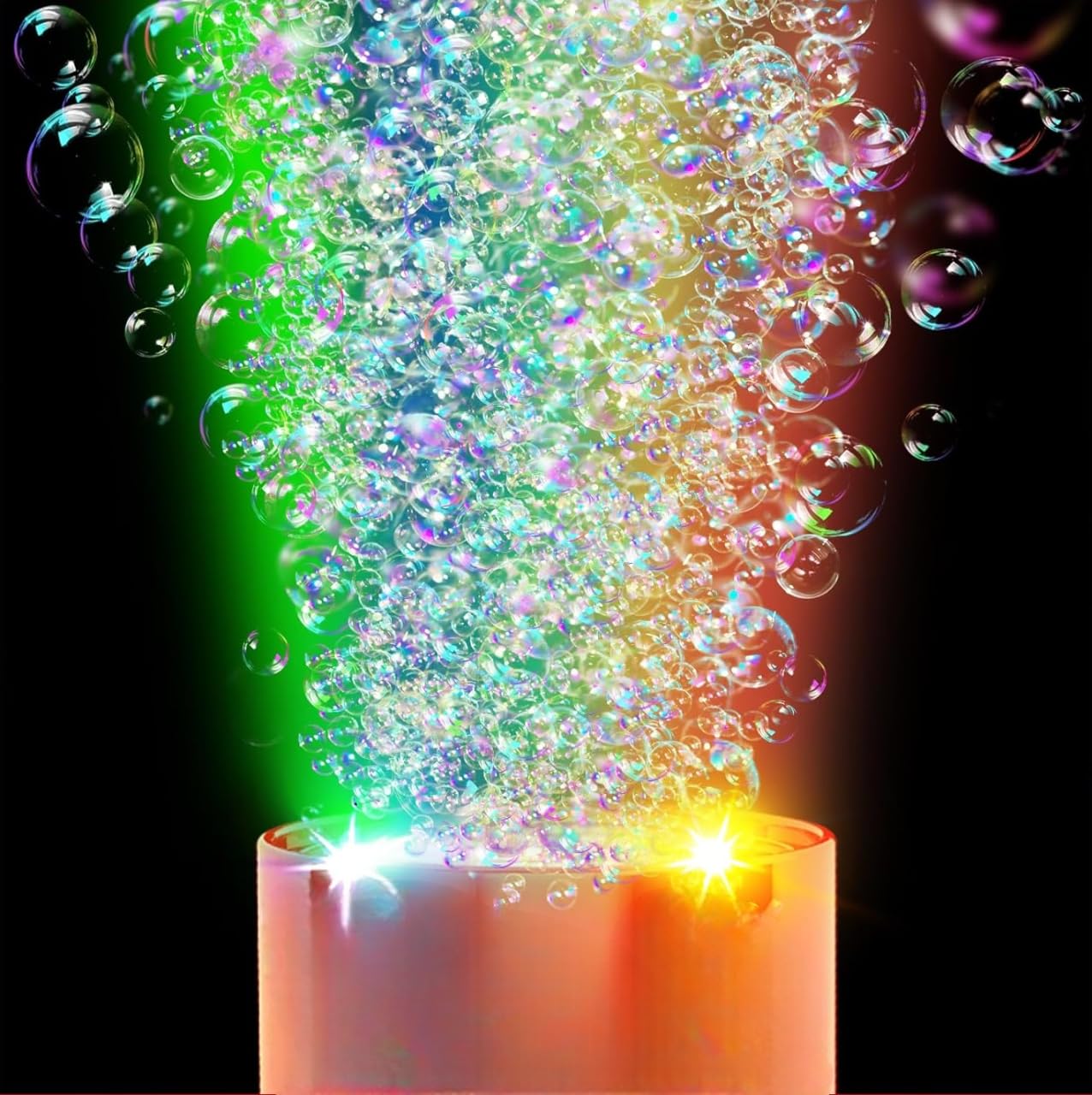 Macchina per Bolle di Sapone con Effetto Fuochi d'Artificio Macchina Automatica Bolle 12000+ al Minuto con Luci e Suoni Bubble Maker 90ml Inclusi Bambini Adulti Festa Party Interno Esterno