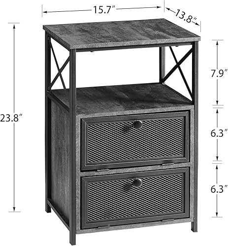 Miniatura 3 de VECELO - Moderna mesita de noche, mesa auxiliar con espacio de almacenamiento y puerta, mesitas de noche con cajones abatibles para sala de estar,