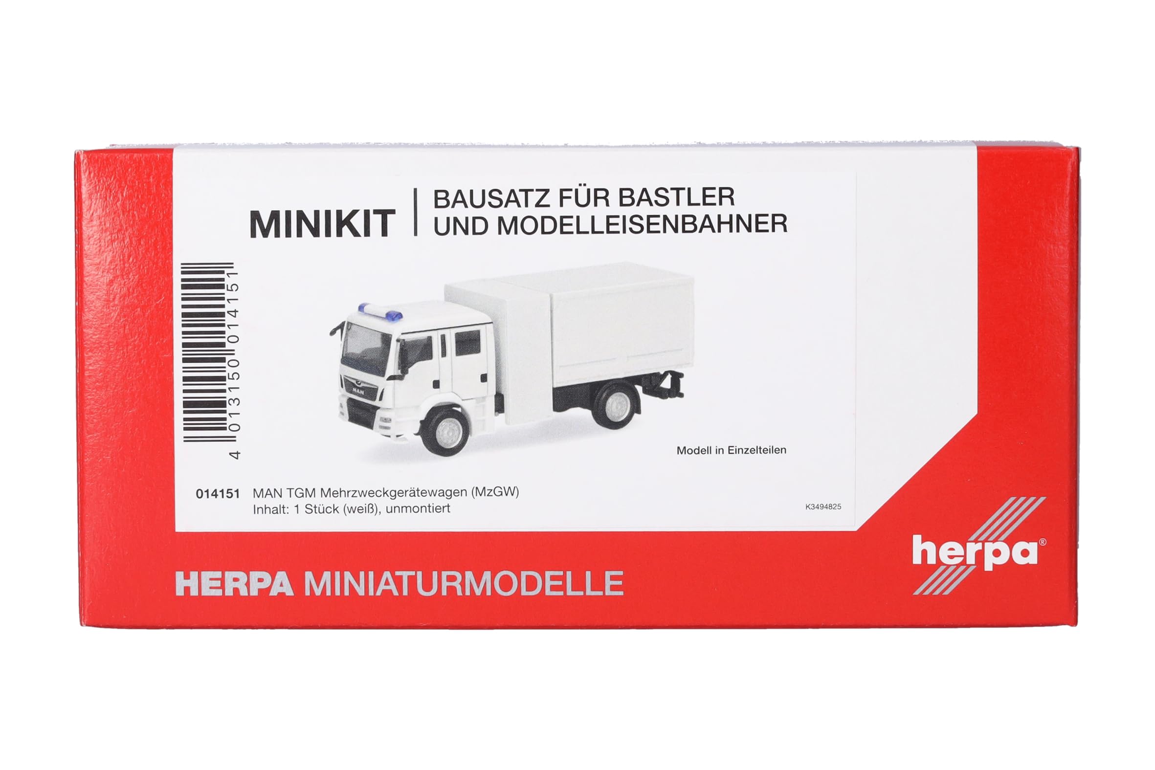 Herpa model building kit MiniKit MAN TGM MzGW, on a scale of 1:87, plastic miniature for handicraft work, collectors edition, white