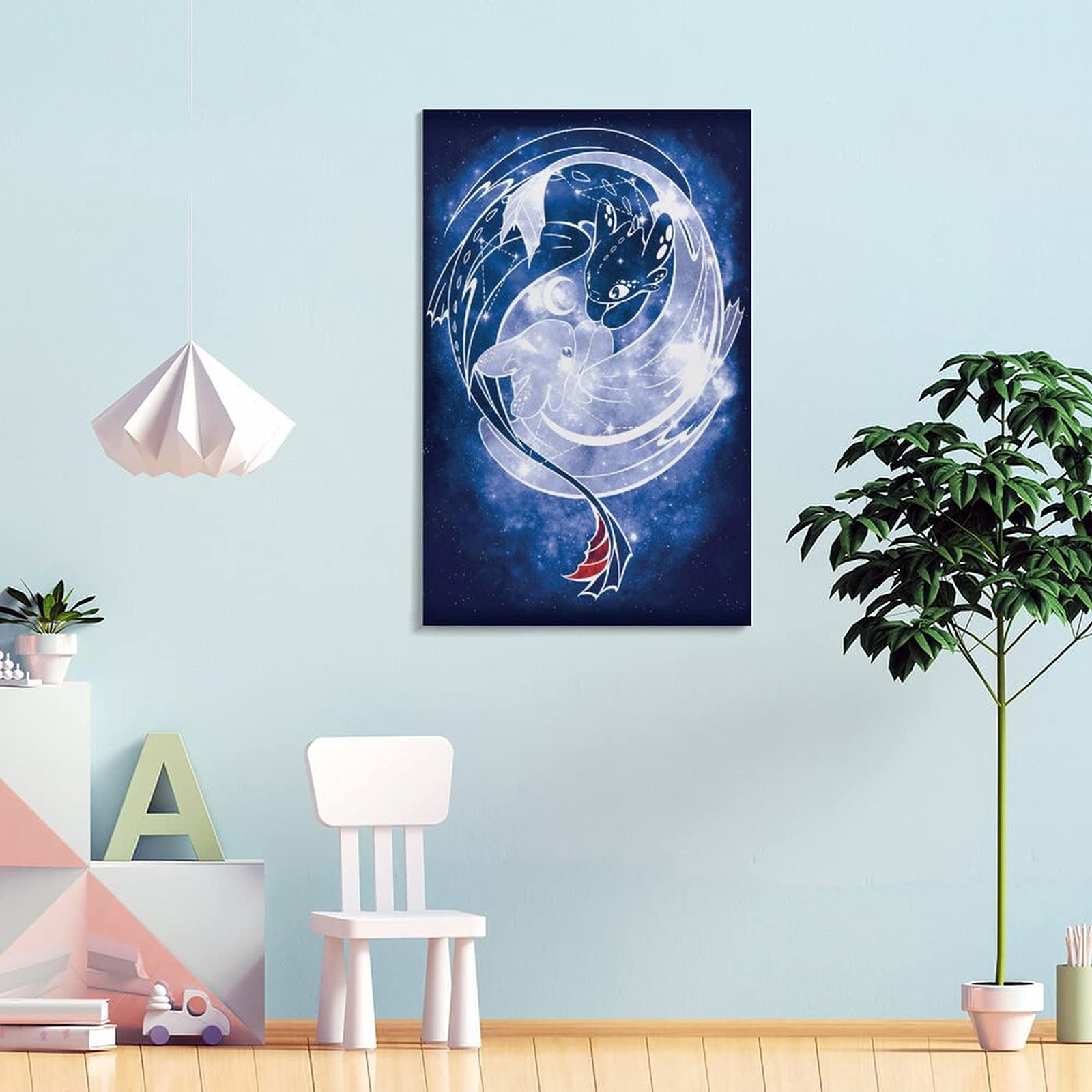 Atmosphere Elektryczne niebieskie plakaty do pokoju płótno sztuka plakat i sztuka ścienna obraz druk nowoczesna rodzina sypialnia dekoracje plakaty 16 × 24 cale (40 × 60 cm)