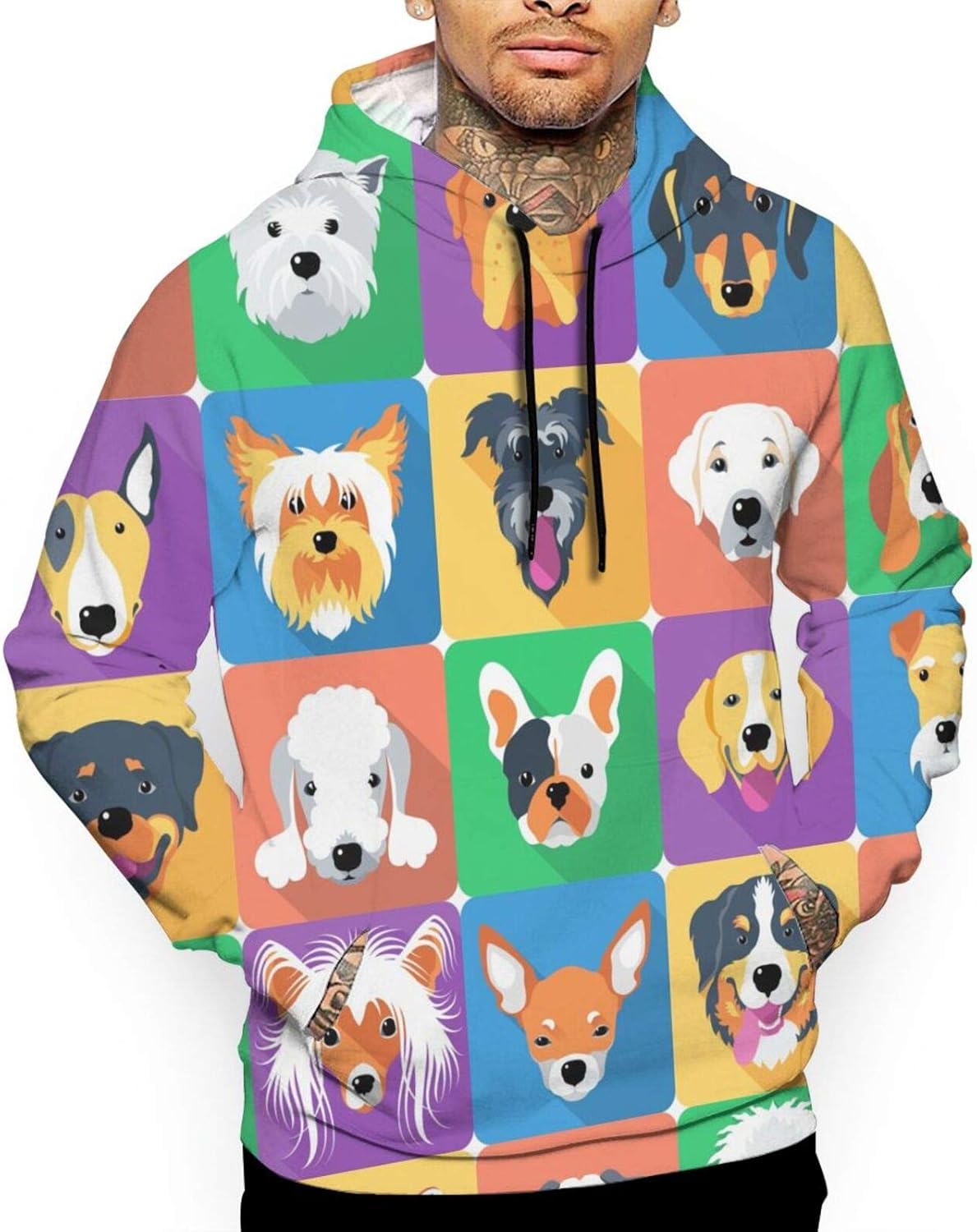 Dog Breeds Overview Men's Fashion Print Sweatshirts Pullover Hoodie Top