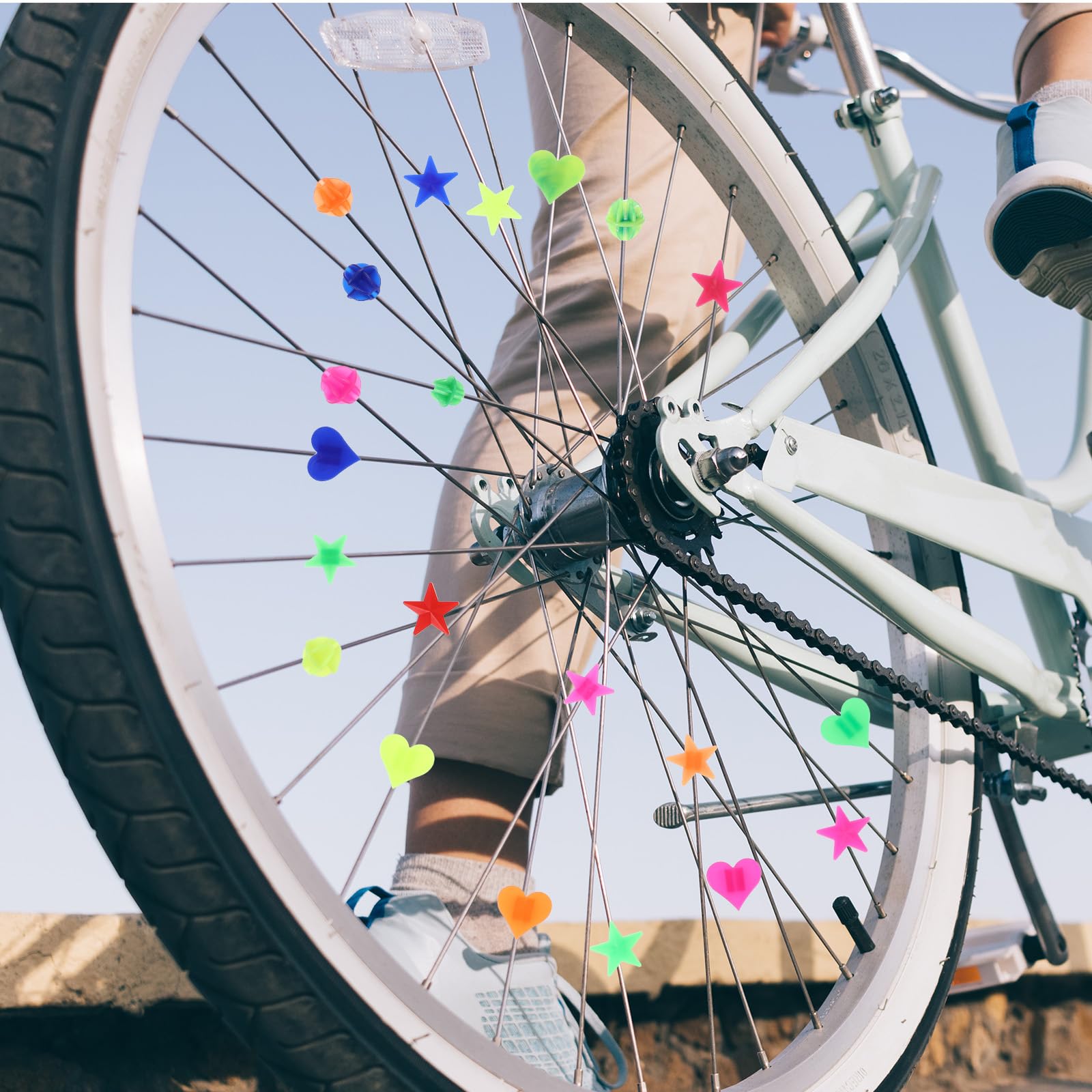 210 sztuk kolorowych koralików do szprych rowerowych, akcesoria rowerowe, klipsy do szprych rowerowych, odblaskowe, klipsy do szprych, dekoracja roweru dziecięcego dla dziewczynek