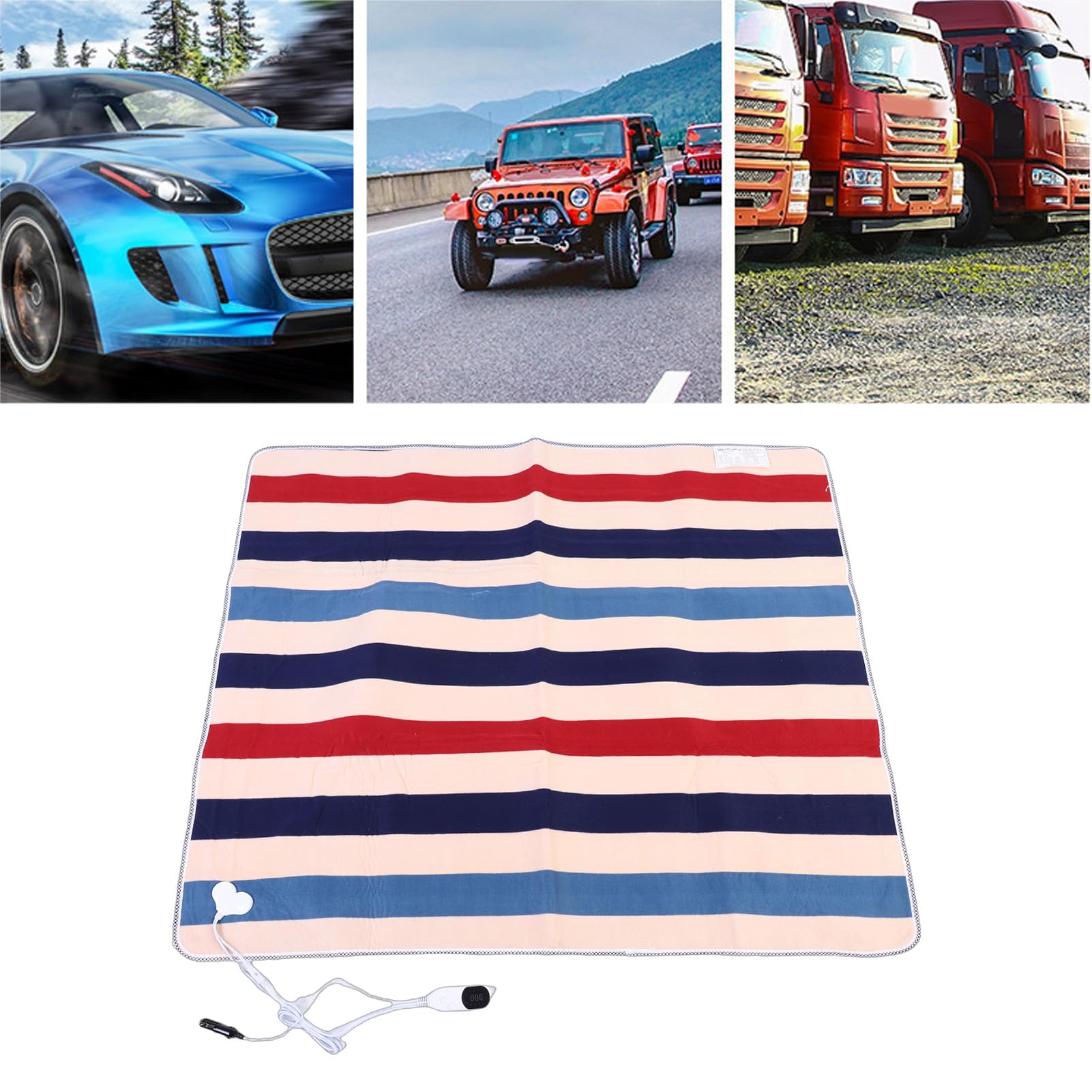 Jeanoko Elektryczny Podgrzewany Koc Samochodowy Miękka Flanela Camping Zima 9 Poziomów Temperatury 78,74x31,5 Cala dla Kierowców SUV-ów RV