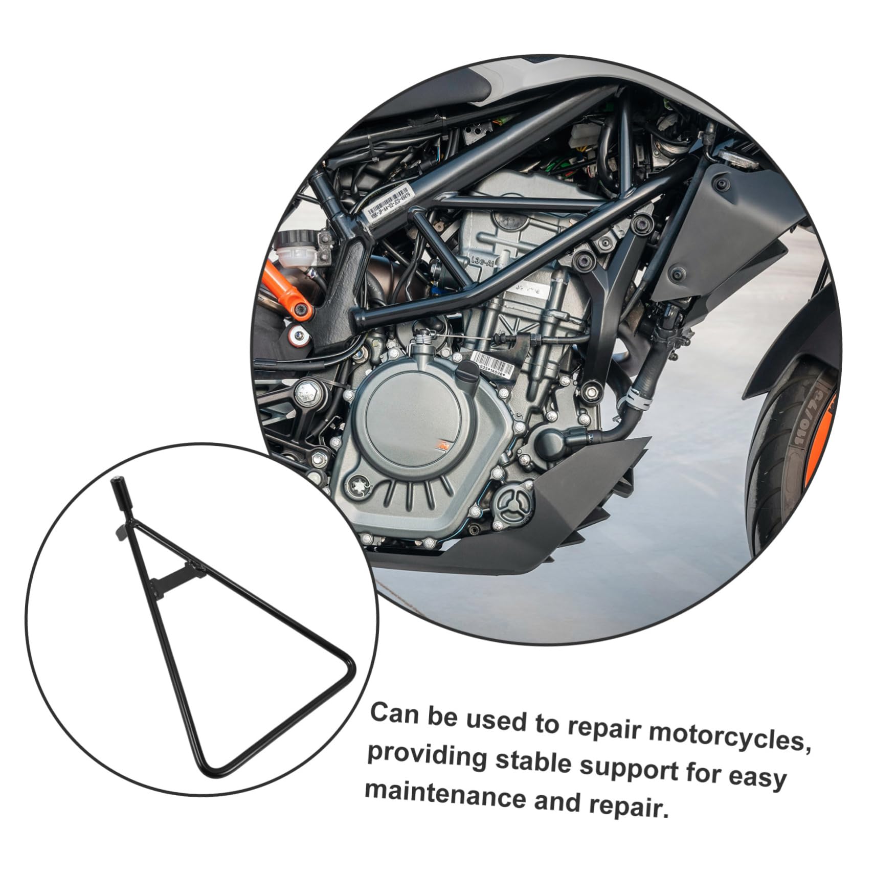 Béquille Latérale Triangle pour Moto, Support de Remplacement en Fer Noir