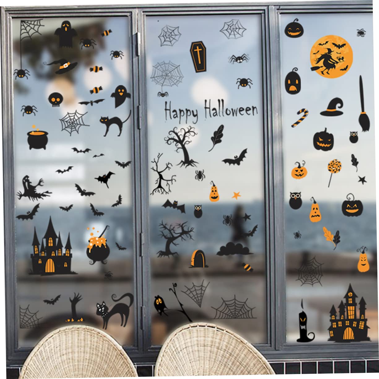 HEMOTON 45 Hojas Pegatinas Halloween Horror con Diseño de Arañas Pegatinas Impermeables para Decoración de Fiesta y Laptop Set de Unidades