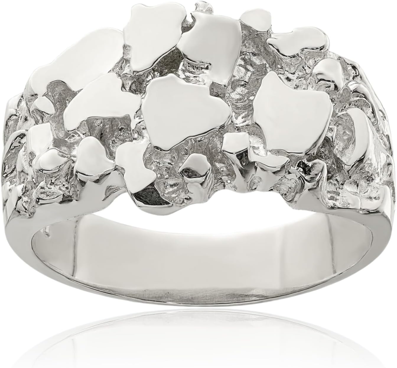 IceCarats 925 Sterling Silver Nugget Statement Fashion Ring 3.5mm Band Polished