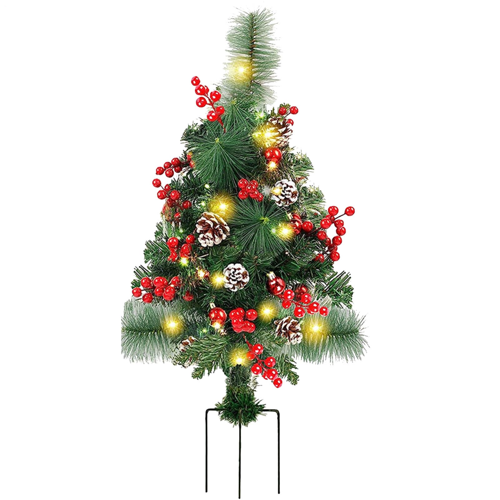 Árboles de Navidad para exterior de 60 cm con estaca y piñas