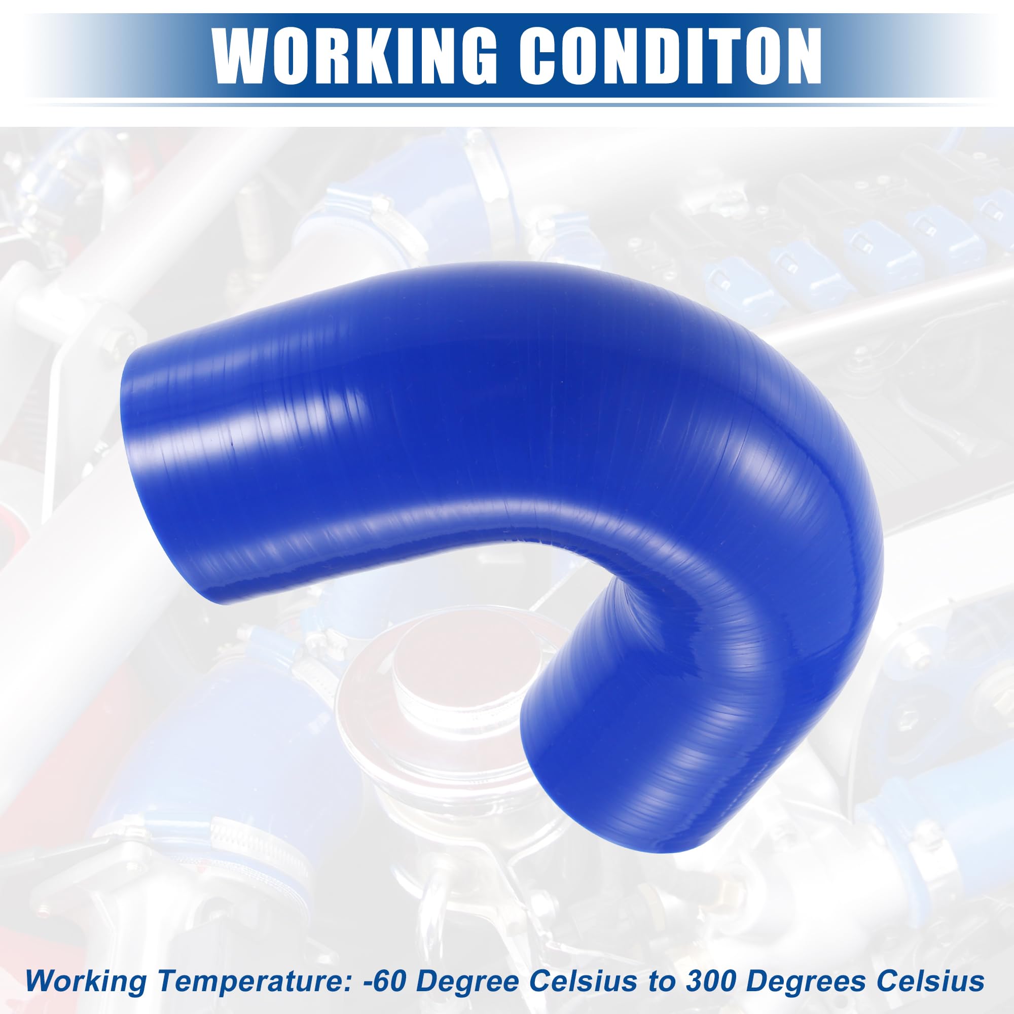 QUARKZMAN Tubo Silicone Auto Accoppiatore Blu 1 Pezzo 51mm 135 Grado | Diam. Int. 51mm, Esterno 61mm, Lunghezza 100mm, Spessore 5mm, Temp. -60°C a 300°C, Universale per Maggior Parte Motori