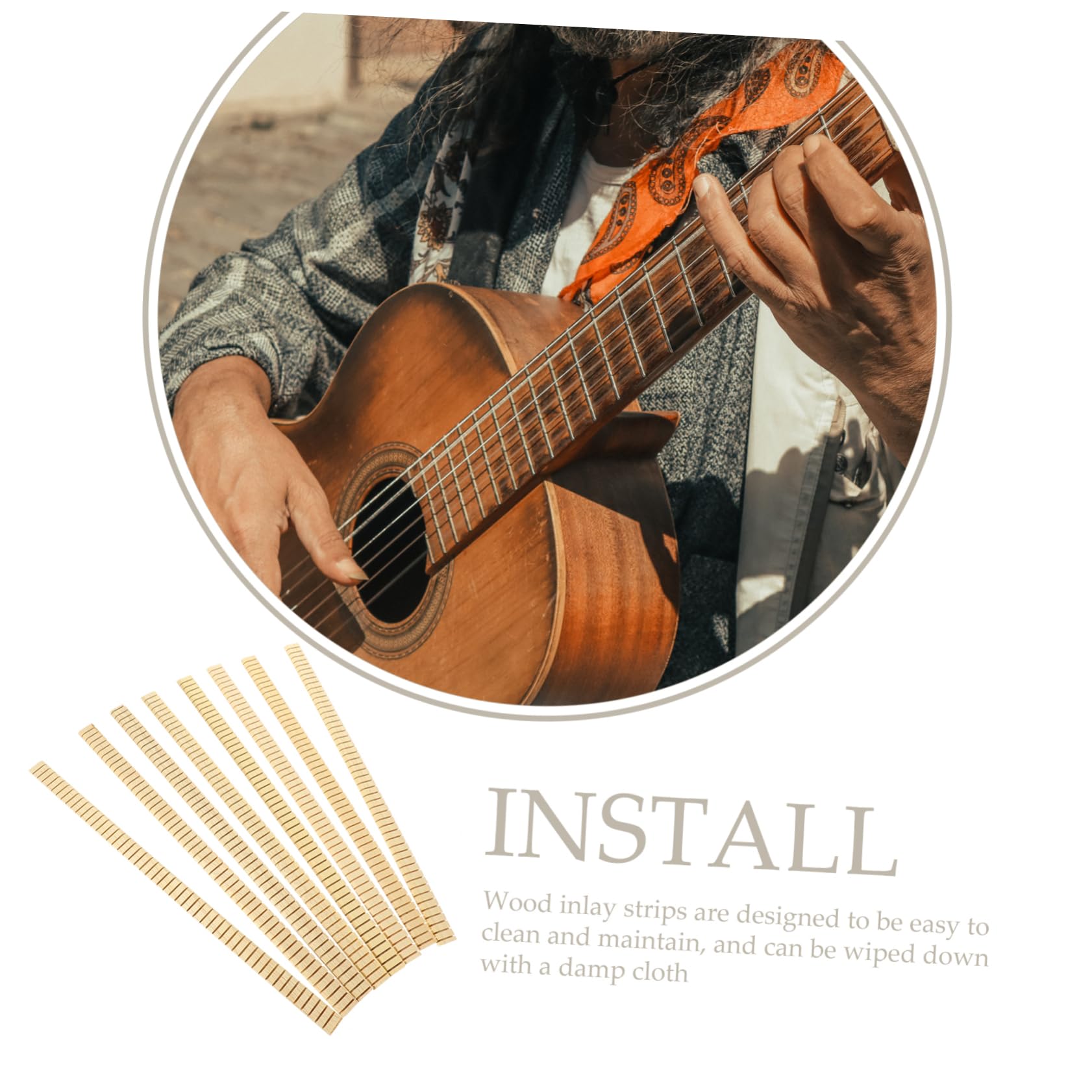 Sosoport 8Pcs Wood Guitar Inlay Strips for Luthiers Durable Decorative Binding Supplies Easy Installation Guitar Strips Elegant DIY Upgrade for Acoustic Electric Guitars