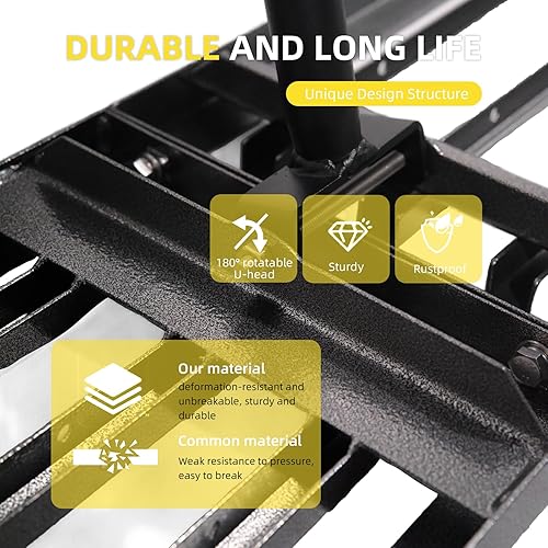 Miniatura 7 de Rastrillo de nivelación de césped, herramienta de jardinería de acero inoxidable resistente, rastrillo de nivelación de 34 x 9.4 pulgadas con cuerda