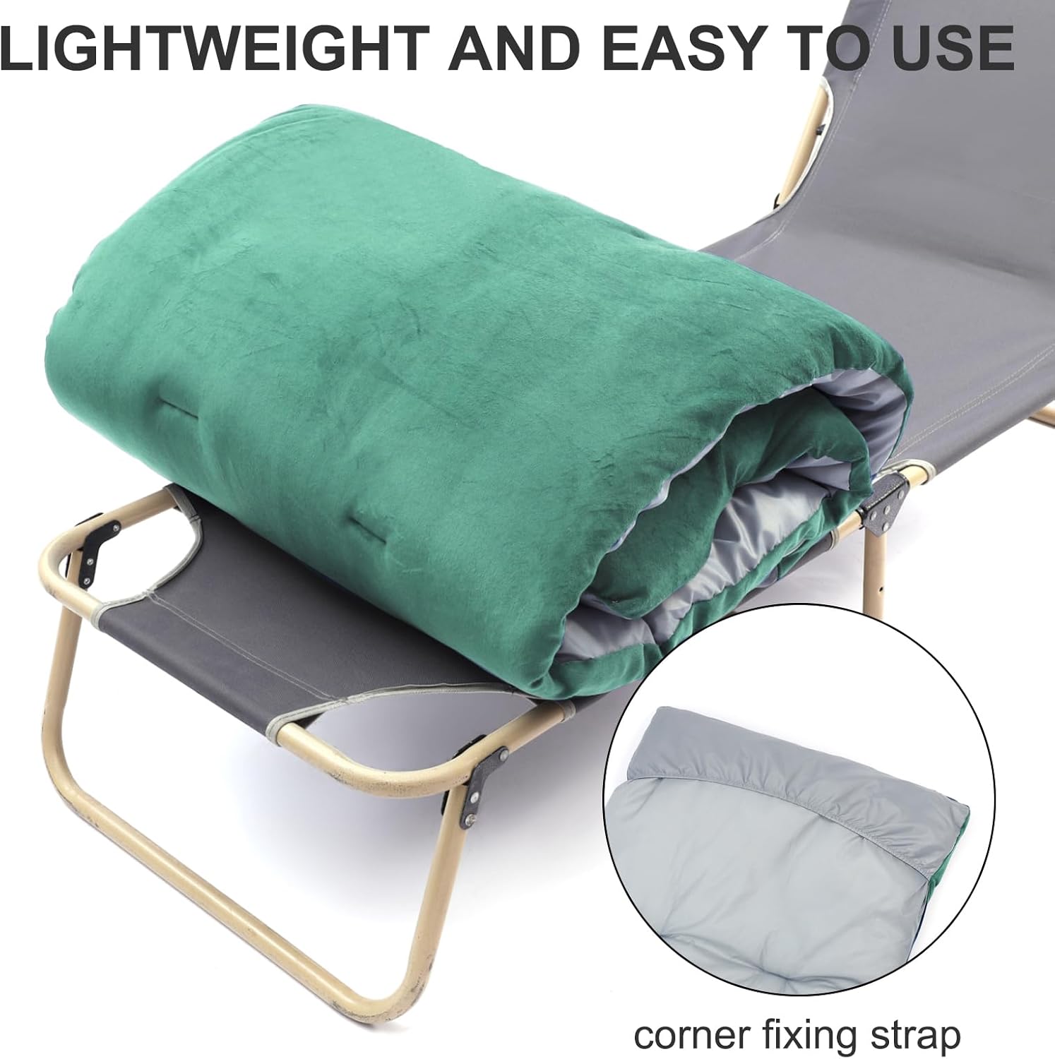 Folding Camping Cot Pad - Portable & Comfortable Outdoor Sleeping Mat with Elastic Strap, Lightweight Waterproof Bottom Mattress Pad