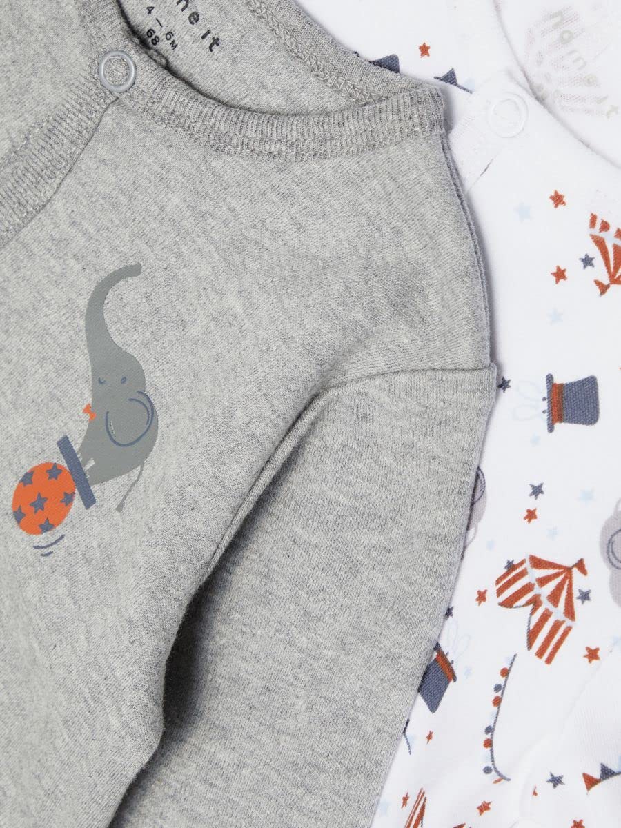NAME IT Kapcie dla niemowlęcia/dziecka Uniseks - dzieci Nbnnightsuit 2p W/F Grey Mel Circus Noos