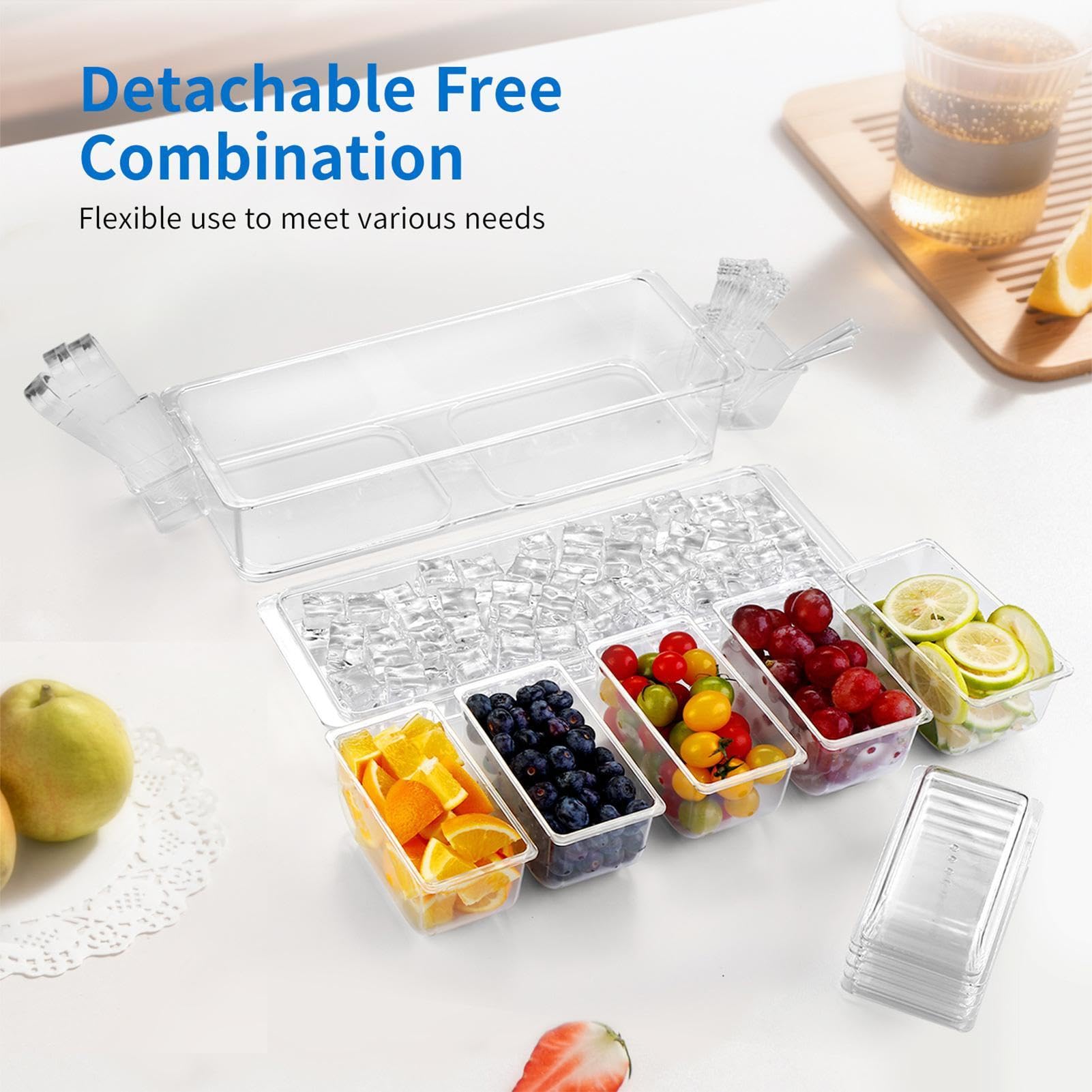 Recipientes Almacenaje Congelador Organizador Hermético De 5 Compartimentos | Recipientes Para Congelador, Almacenaje Alimentos En Hogar Cocina Despensa Viajes Almuerzo Ensalada De Frutas