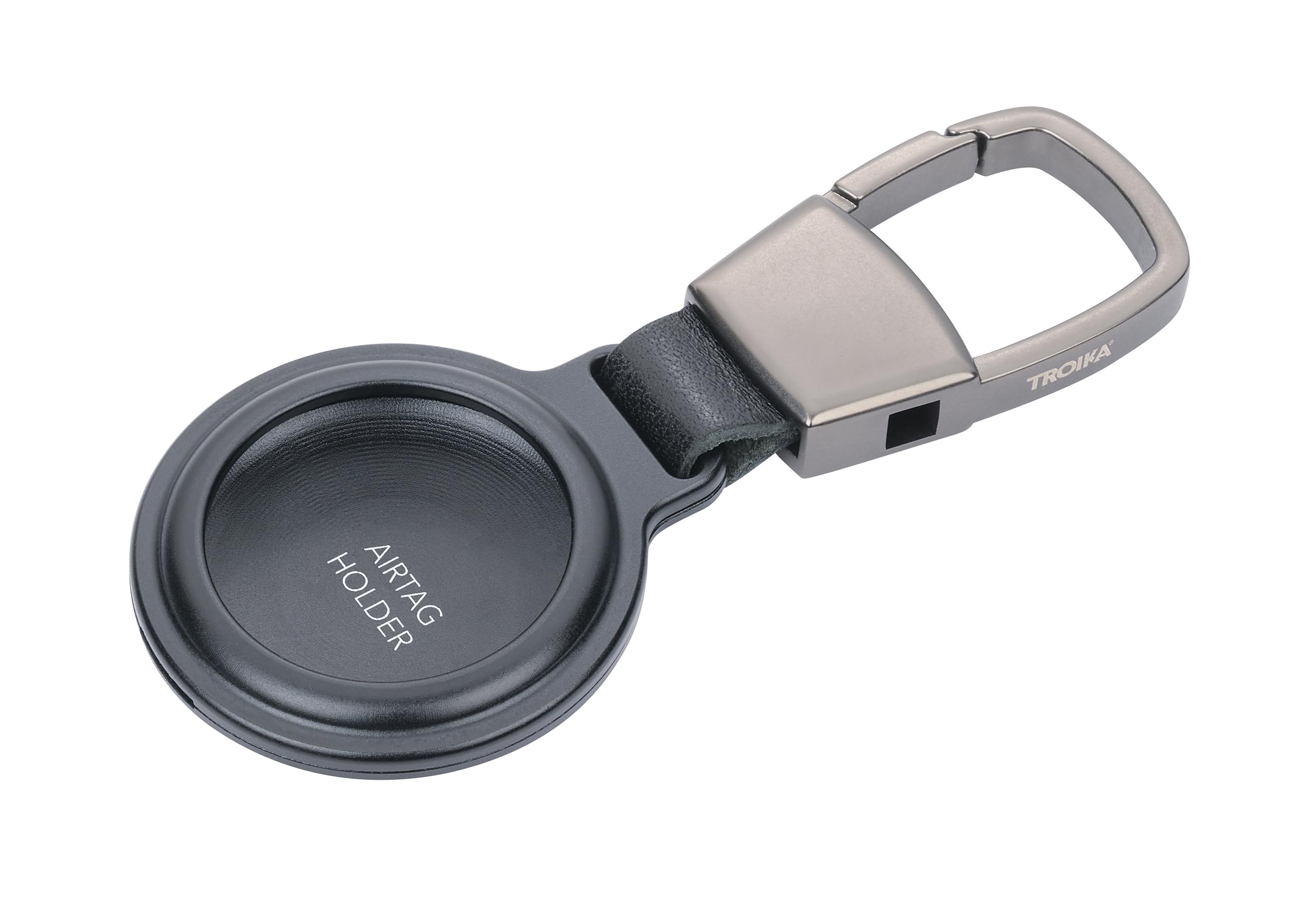 TROIKA Keychain/Case for APPLE AirTag® AirTag AirTag Holder - With Carabiner for Flexible Attachment - Magnetic Closure Hole - Aluminium - Black Original, black, 8,5 x 3,7 x 0,9 cm