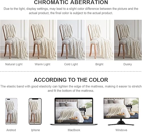 Miniatura 6 de Bourina - Manta de chenilla con flecos decorativos para sofá o silla 50 x 60pulgadas