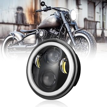 5.75 inch Front Projector Headlight for Motorcycle, 5.75" Round Headlight with Halo Hi/Lo Beam DRL Turn Signal Sealed Fit For Honda Shadow VT 600 700 750 1100 VTX 1300 1800, No Bracket