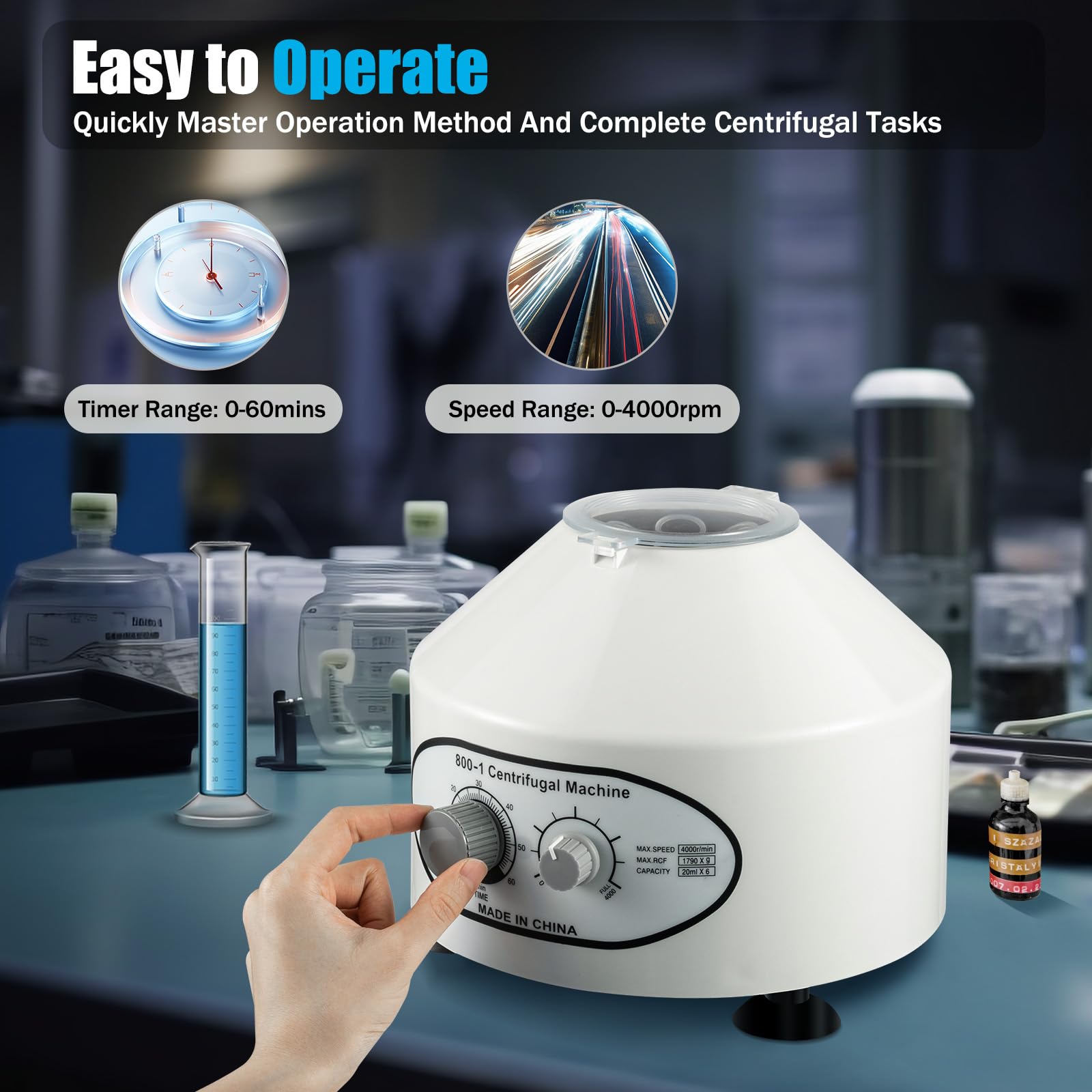 Centrifugadora de laboratorio 220 V 4000 rpm 20 ml centrífuga de mesa con cubierta protectora