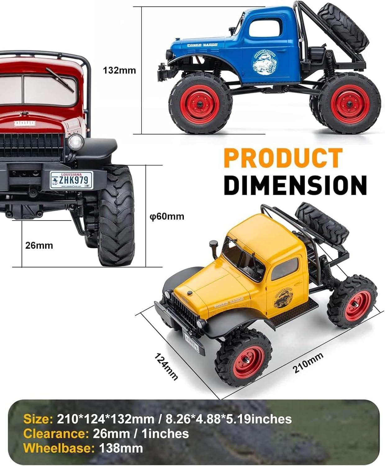 EAZYRC FMS FCX24 Power Wagon 1/24 RC Crawler, Brushed 4x4 RTR Rock Crawler with Portal axle, 2-Speed Transmission, PC Hard Body – RC Car for Adults and Gift