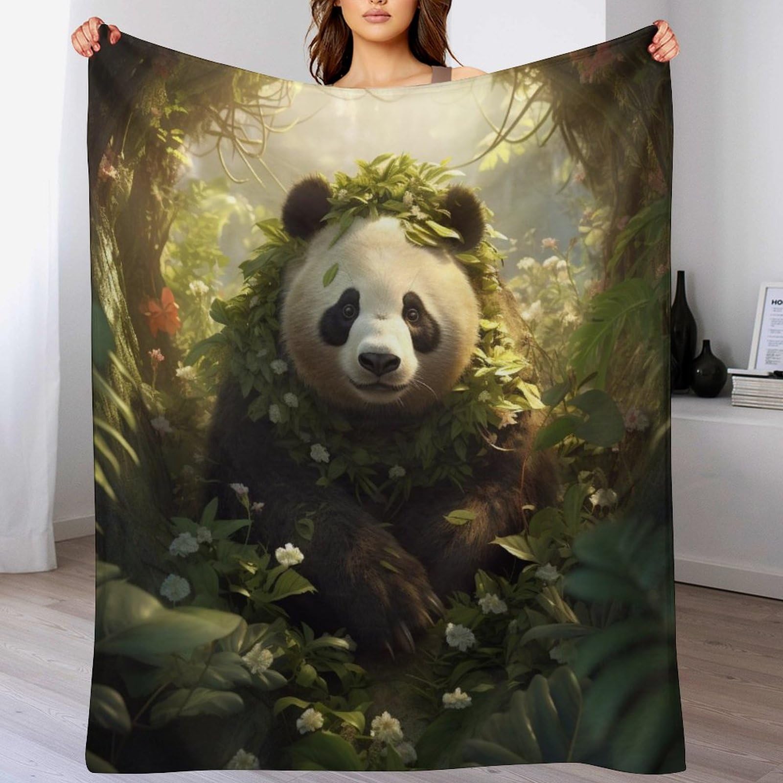Manta de franela de panda para tardes de pelicula en el sofa