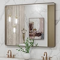 Vista 132 de LOAAO - Espejo de baño con marco de metal negro de 28x36 pulgadas para pared, espejo de tocador de baño negro mate estilo granja, antióxido, se