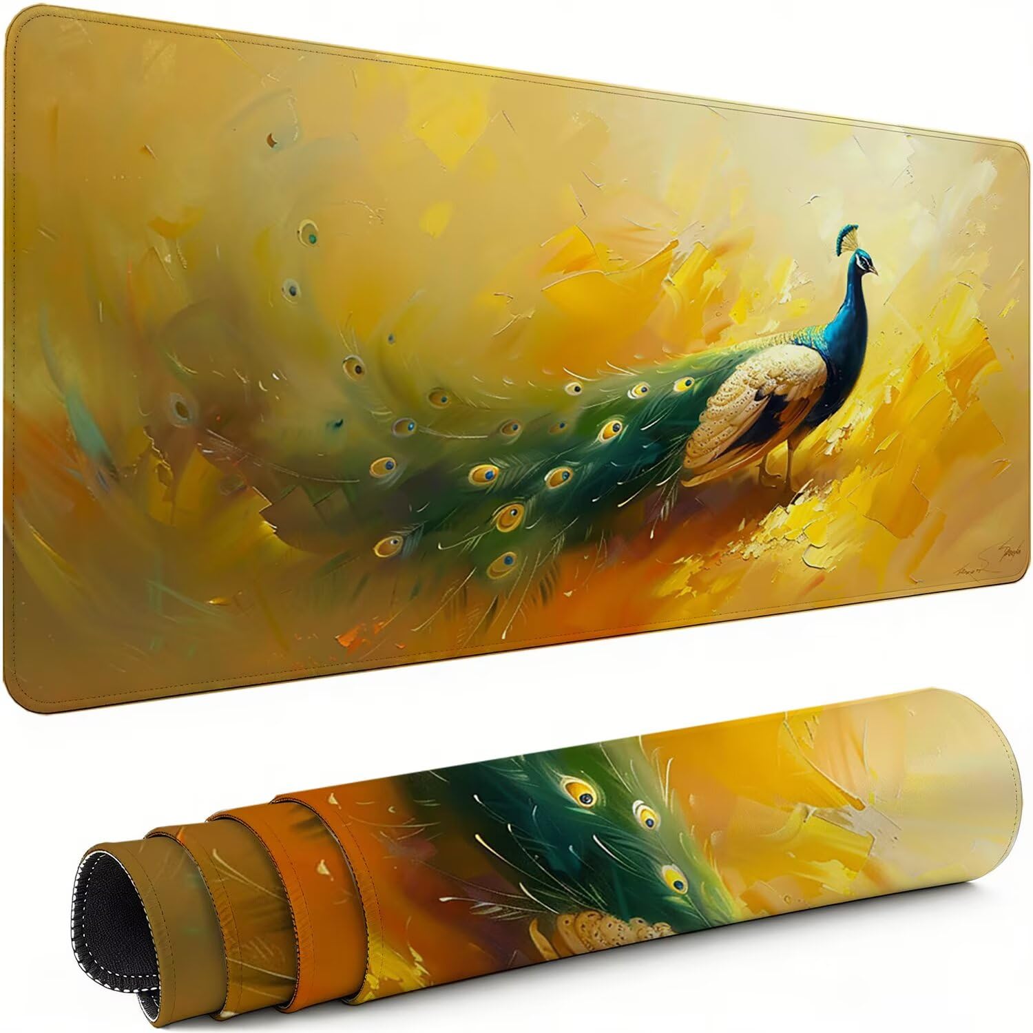 Podkładka pod mysz XXL żółta 900 x 400 x 3 mm antypoślizgowa gumowa podkładka pod mysz dla graczy paw precyzja kompatybilna z wszystkimi myszami, miękka powłoka wodoodporna ochrona na biurko do