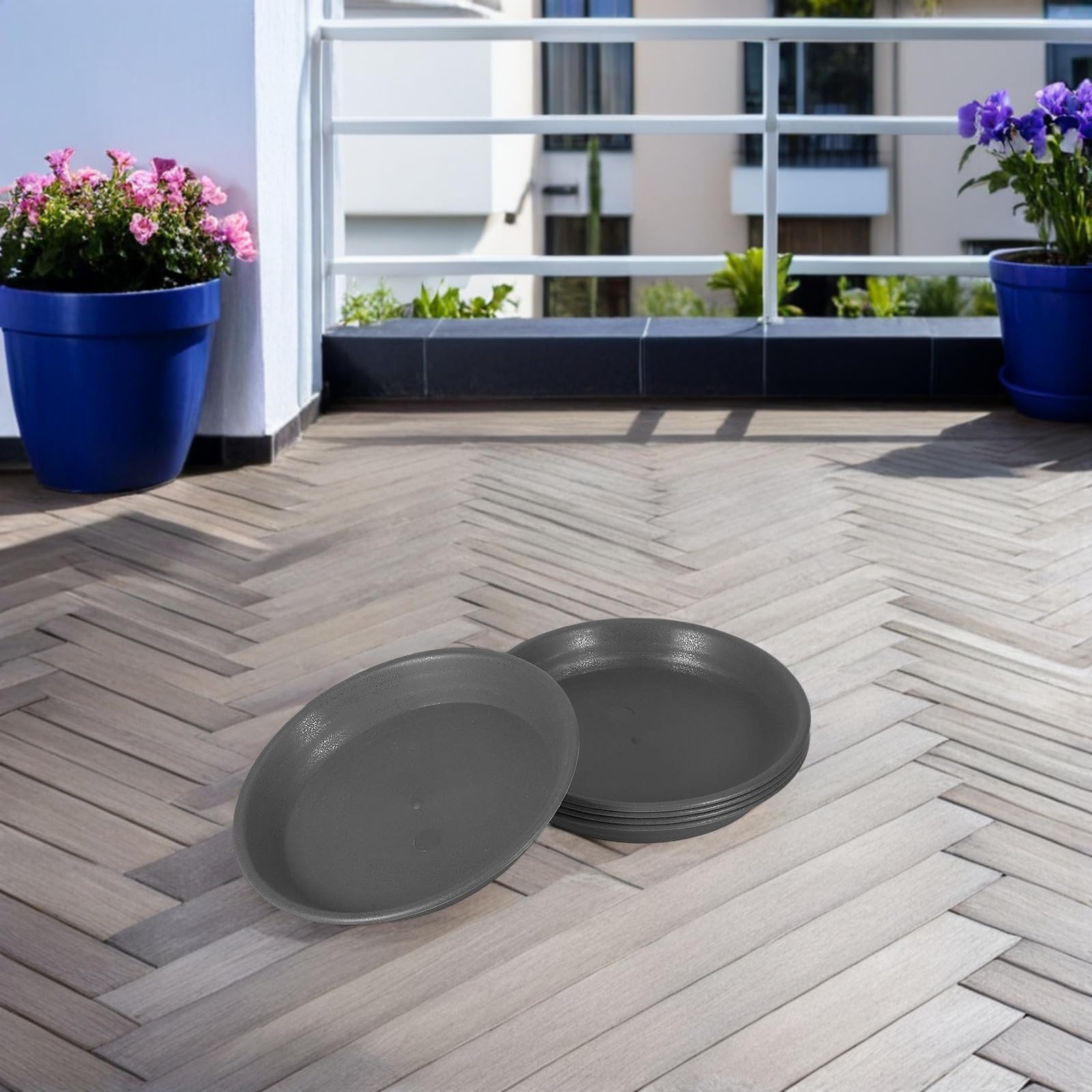 VICASKY 15 Pezzi Sottovaso Rotondo in Plastica Nera per Piante in Vaso,