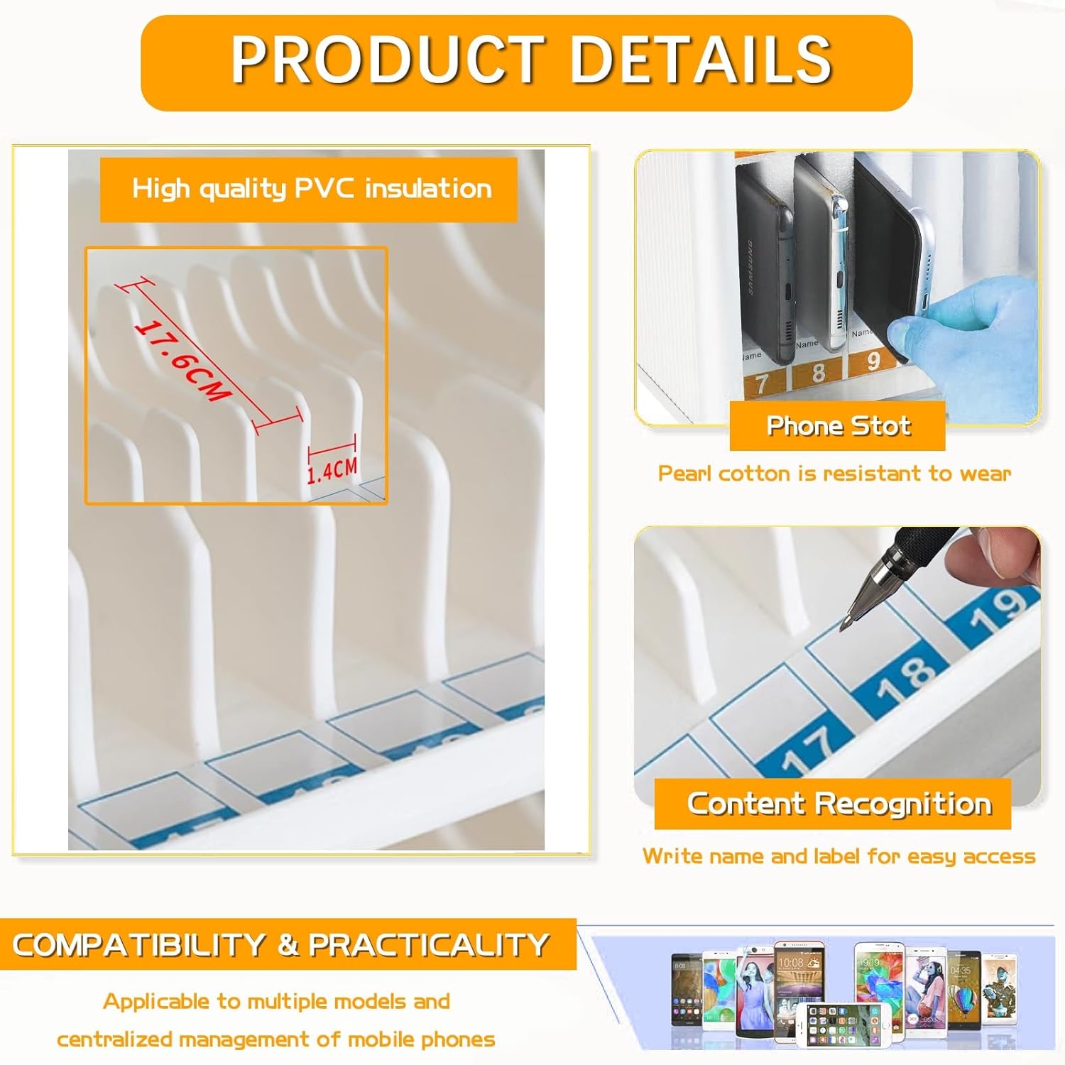 Lockable Cell Phone Locker Box - 48 Slots Aluminum Alloy Storage Cabinet for School Classrooms, Wall-Mounted Management Solution, Secure Device Storage.