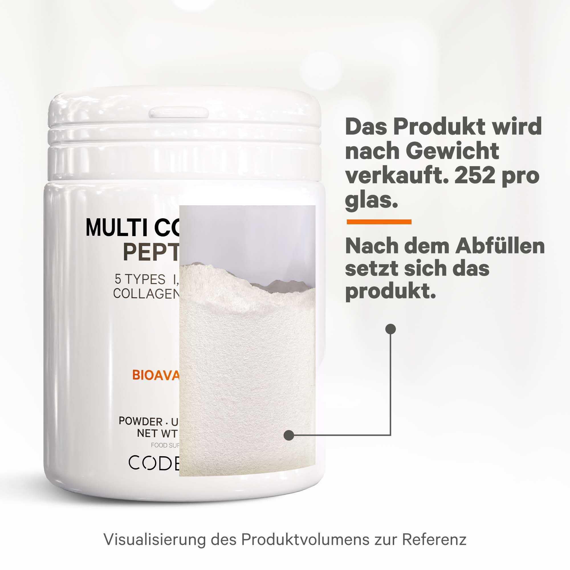Codeage Multi Kollagen Proteinpulver Peptide, 1-Monatsvorrat, hydrolysiert, Typ I, II, III, V, X, aus Weidehaltung, All-in-One Super Knochenbrühe Kollagen Ergänzung, gentechnikfrei, 252 Gramm
