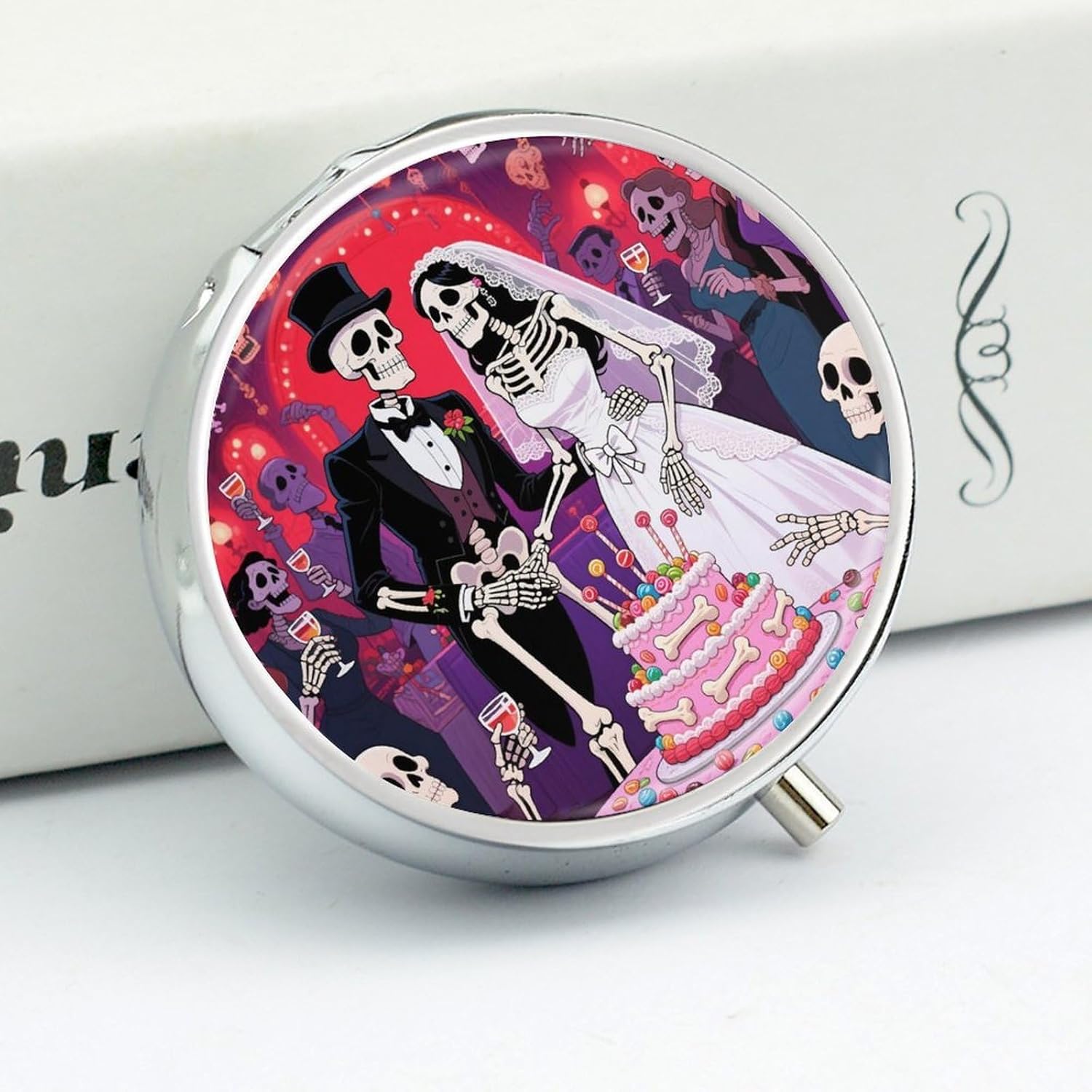 Funny Skeleton Cute Pillbox 3 Compartment Pill Organizer image 4