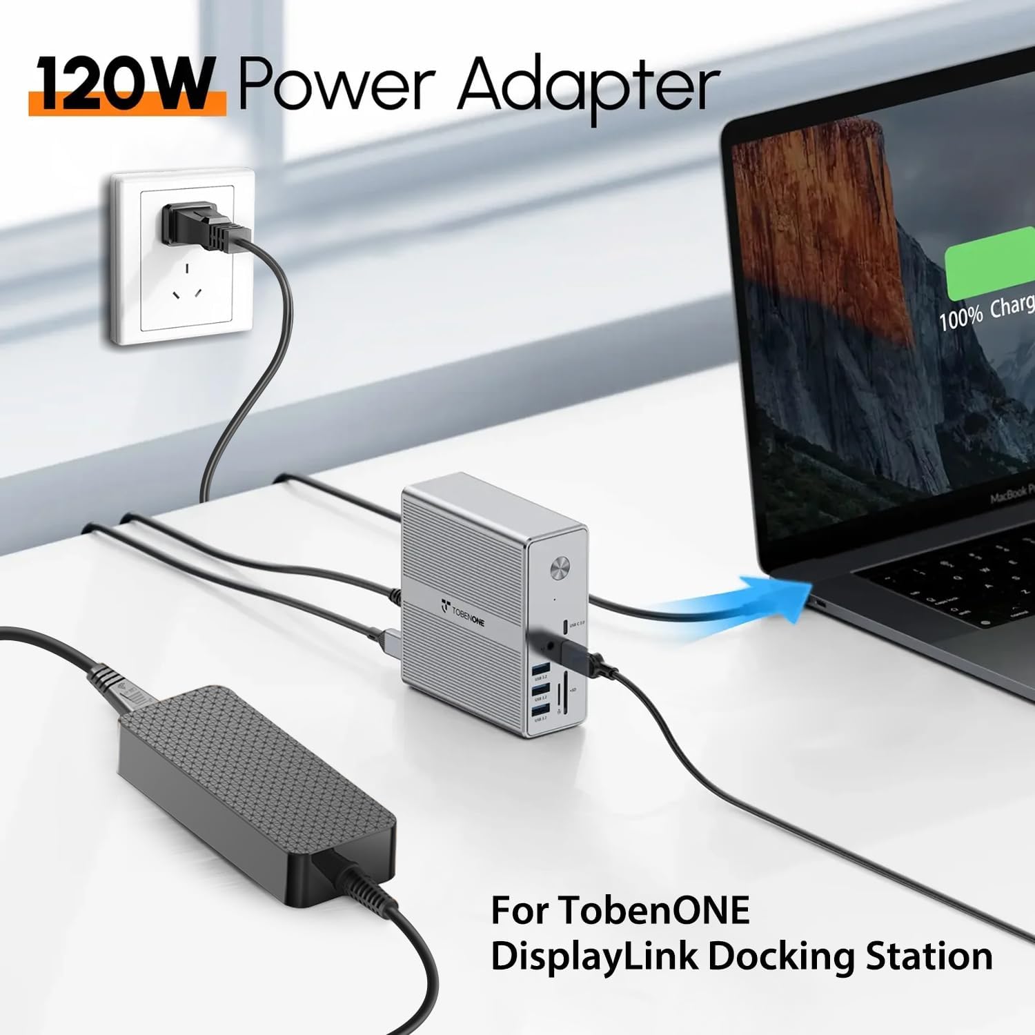 TAIFU 20V 120W Power Adapter Charger Replacement for TobenONE DisplayLink Docking Station Triple Monitor Model K1211-200600D Power Supply Cord