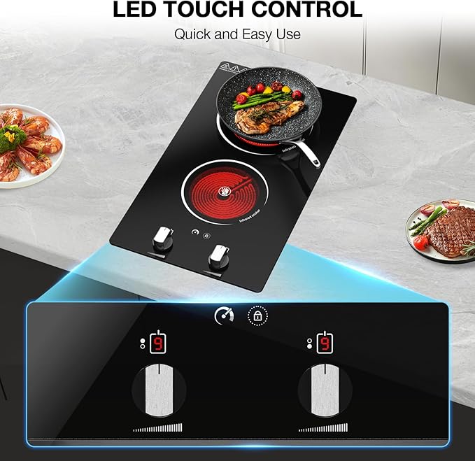 Estufa Vitrocerámica 2 Puestos 12 Pulgadas Empotrable 110V miniatura 2